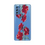 Manitoba Samsung Galaxy M52 ile Uyumlu Baskılı Yumuşak Silikon Şeffaf Telefon Kılıfı, Kırmızı Çiçek Deseni