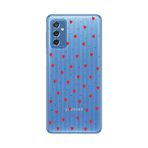 Manitoba Samsung Galaxy M52 ile Uyumlu Baskılı Yumuşak Silikon Şeffaf Telefon Kılıfı, Kırmızı Kalp Desen