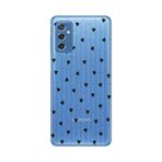 Manitoba Samsung Galaxy M52 ile Uyumlu Baskılı Yumuşak Silikon Şeffaf Telefon Kılıfı, Siyah Kalp Deseni