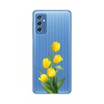 Manitoba Samsung Galaxy M52 Uyumlu Sarı Lale Tasarımlı Baskılı Şeffaf Telefon Kılıfı