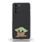 Manitoba Samsung Galaxy S21 FE Uyumlu Baby Yoda Tasarımlı Şeffaf Telefon Kılıfı, Silikon, Çok Renkli