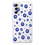 Manitoba Samsung Galaxy S21 Uyumlu Baskılı Yumuşak Silikon Şeffaf Telefon Kılıfı, Nazar Boncuğu Deseni