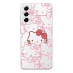 Manitoba Samsung Galaxy S21 Uyumlu Hello Kitty Tasarımlı Baskılı Şeffaf Telefon Kılıfı, Silikon, Çok Renkli