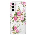 Manitoba Samsung Galaxy S22 ile Uyumlu Baskılı Yumuşak Silikon Şeffaf Telefon Kılıfı, Çiçek Desen