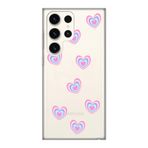 Manitoba Samsung Galaxy S22 Ultra ile Uyumlu Baskılı Yumuşak Silikon Şeffaf Telefon Kılıfı, Kalp Deseni