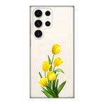 Manitoba Samsung Galaxy S22 Ultra Uyumlu Baskılı Yumuşak Silikon Şeffaf Telefon Kılıfı, Sarı Çiçek Deseni