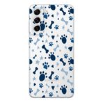 Manitoba Samsung Galaxy S22 Uyumlu Kedi ve Köpek Ayak İzleri Tasarımlı Şeffaf Silikon Kılıf, Çok Renkli
