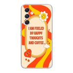 Manitoba Samsung Galaxy S23 Plus Uyumlu Happy And Coffee Tasarımlı Şeffaf Telefon Kılıfı, Çok Renkli