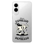 Manitoba Samsung Galaxy S25 Edge Uyumlu Baskılı Yumuşak Silikon Şeffaf Telefon Kılıfı, Espresso Tasarım