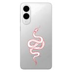 Manitoba Samsung Galaxy S25 Edge Uyumlu Baskılı Yumuşak Silikon Şeffaf Telefon Kılıfı, Kırmızı Yılan Deseni