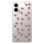 Manitoba Samsung Galaxy S25 Edge Uyumlu Baskılı Yumuşak Silikon Şeffaf Telefon Kılıfı, Pembe Çiçek Deseni