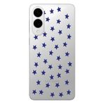 Manitoba Samsung Galaxy S25 Edge Uyumlu Baskılı Yumuşak Silikon Şeffaf Telefon Kılıfı, Yıldız Deseni, Mavi