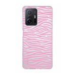 Manitoba Xiaomi Mi 11T / Mi 11T Pro Uyumlu Zebra Desen Tasarımlı Baskılı Şeffaf Silikon Telefon Kılıfı, Pembe