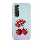 Manitoba Xiaomi Mi Note 10 Lite Uyumlu Dudak ve Kiraz Tasarımlı Baskılı Şeffaf Silikon Telefon Kılıfı