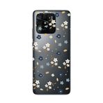 Manitoba Xiaomi Redmi 10C Uyumlu Baskılı Yumuşak Silikon Şeffaf Telefon Kılıfı, Çiçek Desen, Siyah