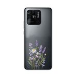 Manitoba Xiaomi Redmi 10C Uyumlu Baskılı Yumuşak Silikon Telefon Kılıfı, Çiçek Deseni, Siyah