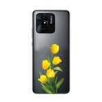 Manitoba Xiaomi Redmi 10C Uyumlu Baskılı Yumuşak Silikon Telefon Kılıfı, Sarı Çiçek Desen