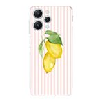Manitoba Xiaomi Redmi 12 Uyumlu Baskılı Yumuşak Silikon Şeffaf Telefon Kılıfı, Pembe Çizgili Limon Deseni