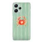 Manitoba Xiaomi Redmi 12 Uyumlu Baskılı Yumuşak Silikon Şeffaf Telefon Kılıfı, Yeşil Çizgili Kırmızı Yengeç Deseni