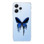 Manitoba Xiaomi Redmi 12 Uyumlu Mavi Kelebek Tasarımlı Şeffaf Telefon Kılıfı