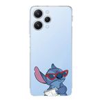 Manitoba Xiaomi Redmi 12 Uyumlu Stitch Tasarımlı Şeffaf Telefon Kılıfı, Silikon, Çok Renkli