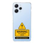Manitoba Xiaomi Redmi 12 Uyumlu Warning Tasarımlı Şeffaf Telefon Kılıfı, Silikon, Çok Renkli