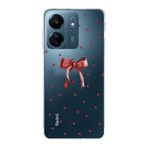Manitoba Xiaomi Redmi 13C ile Uyumlu Baskılı Yumuşak Silikon Şeffaf Telefon Kılıfı, Kırmızı Kalp Desen