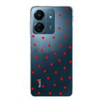 Manitoba Xiaomi Redmi 13C ile Uyumlu Baskılı Yumuşak Silikon Şeffaf Telefon Kılıfı, Kırmızı Kalp Deseni