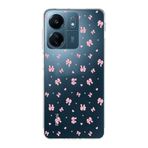 Manitoba Xiaomi Redmi 13C ile Uyumlu Baskılı Yumuşak Silikon Şeffaf Telefon Kılıfı, Pembe Çiçek Desen