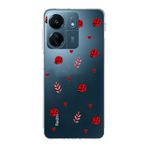 Manitoba Xiaomi Redmi 13C ile Uyumlu Baskılı Yumuşak Silikon Şeffaf Telefon Kılıfı, Uğur Böceği ve Kalp Deseni