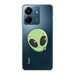 Manitoba Xiaomi Redmi 13C ile Uyumlu Baskılı Yumuşak Silikon Şeffaf Telefon Kılıfı, Yeşil Uzaylı Deseni