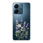 Manitoba Xiaomi Redmi 13C Uyumlu Baskılı Yumuşak Silikon Şeffaf Telefon Kılıfı, Çiçek Deseni