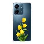 Manitoba Xiaomi Redmi 13C Uyumlu Baskılı Yumuşak Silikon Şeffaf Telefon Kılıfı, Sarı Çiçek Deseni