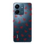 Manitoba Xiaomi Redmi 13C Uyumlu Kurdele Tasarımlı Baskılı Şeffaf Silikon Telefon Kılıfı, Kırmızı