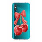 Manitoba Xiaomi Redmi 9A ile Uyumlu Kiraz Tasarımlı Baskılı Şeffaf Telefon Kılıfı