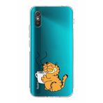 Manitoba Xiaomi Redmi 9A Uyumlu Garfield Tasarımlı Baskılı Şeffaf Silikon Telefon Kılıfı