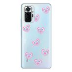 Manitoba Xiaomi Redmi Note 10 Pro ile Uyumlu Baskılı Yumuşak Silikon Şeffaf Telefon Kılıfı, Kalp Deseni