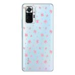 Manitoba Xiaomi Redmi Note 10 Pro Uyumlu Baskılı Yumuşak Silikon Şeffaf Telefon Kılıfı, Çiçek ve Kalp Deseni, Mavi
