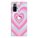 Manitoba Xiaomi Redmi Note 10 Pro Uyumlu Baskılı Yumuşak Silikon Şeffaf Telefon Kılıfı, Hello Kitty Kalp Deseni, Pembe
