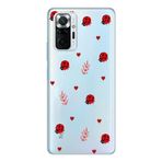 Manitoba Xiaomi Redmi Note 10 Pro Uyumlu Baskılı Yumuşak Silikon Şeffaf Telefon Kılıfı, Uğur Böceği ve Kalp Deseni