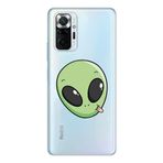 Manitoba Xiaomi Redmi Note 10 Pro Uyumlu Baskılı Yumuşak Silikon Şeffaf Telefon Kılıfı, Yeşil Alien Desen