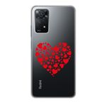 Manitoba Xiaomi Redmi Note 11 Pro/Note 12 Pro 4G ile Uyumlu Baskılı Yumuşak Silikon Şeffaf Telefon Kılıfı, Kırmızı Kalp Deseni