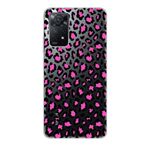 Manitoba Xiaomi Redmi Note 11 Pro/Note 12 Pro 4G ile Uyumlu Baskılı Yumuşak Silikon Şeffaf Telefon Kılıfı, Leopar Desen, Pembe-Siyah