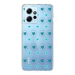 Manitoba Xiaomi Redmi Note 12 4G ile Uyumlu Baskılı Yumuşak Silikon Şeffaf Telefon Kılıfı, Turkuaz Kalp Deseni