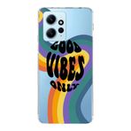Manitoba Xiaomi Redmi Note 12 4G ile Uyumlu Good Vibes Only Tasarımlı Baskılı Şeffaf Telefon Kılıfı, Çok Renkli