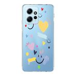 Manitoba Xiaomi Redmi Note 12 4G ile Uyumlu Gülen Yüz Tasarımlı Baskılı Şeffaf Telefon Kılıfı, Çok Renkli