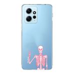 Manitoba Xiaomi Redmi Note 12 4G ile Uyumlu İskelet Tasarımlı Baskılı Şeffaf Telefon Kılıfı, Çok Renkli