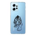 Manitoba Xiaomi Redmi Note 12 4G ile Uyumlu Kaplan Tasarımlı Baskılı Şeffaf Telefon Kılıfı