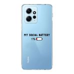 Manitoba Xiaomi Redmi Note 12 4G ile Uyumlu My Social Battery Tasarımlı Baskılı Şeffaf Telefon Kılıfı, Çok Renkli