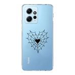 Manitoba Xiaomi Redmi Note 12 4G ile Uyumlu Örümcek Ağı Kalp Tasarımlı Baskılı Şeffaf Telefon Kılıfı